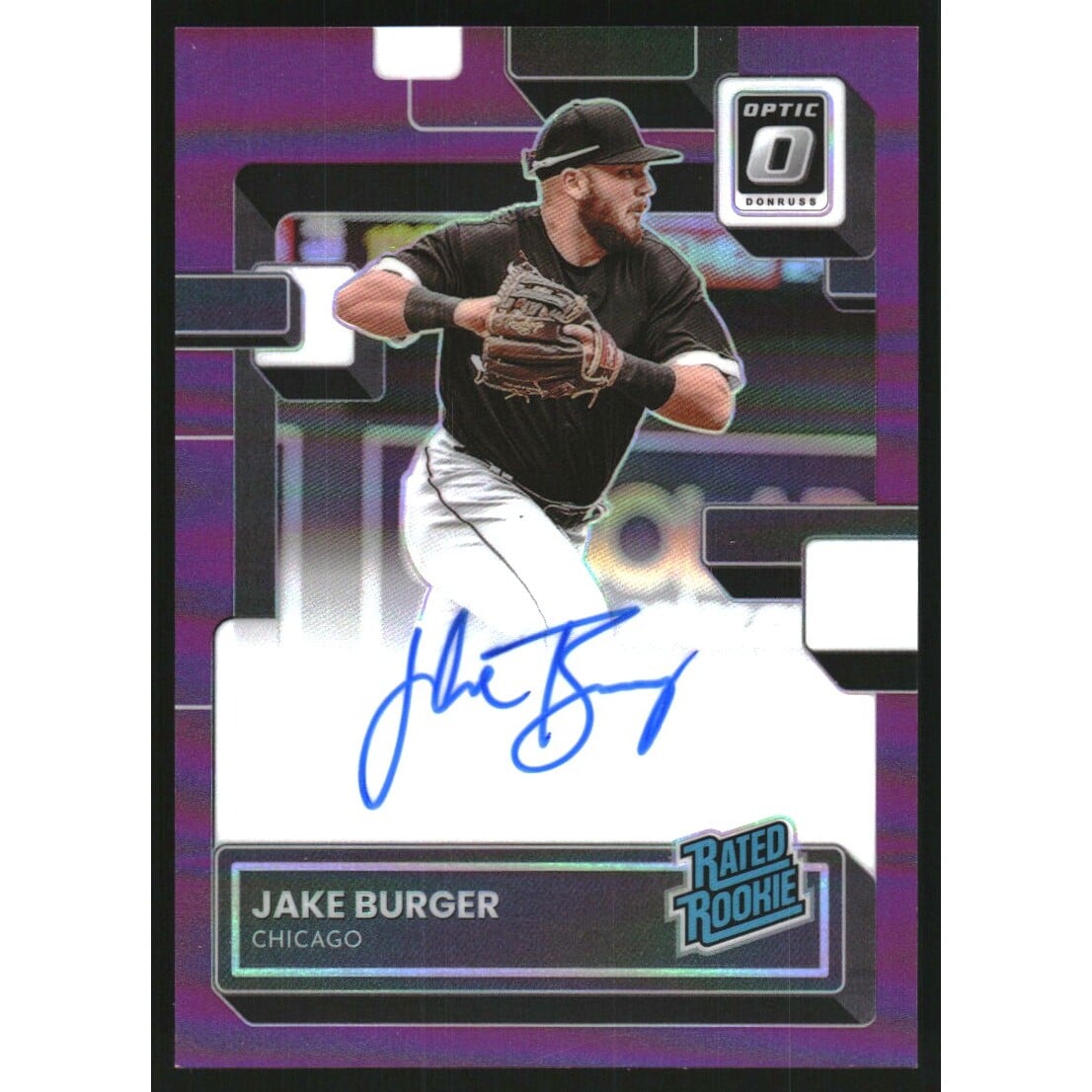 2022 Donruss Optic Rated Rookies Signatures Purple #7 Jake Burger/100. rookie card picture