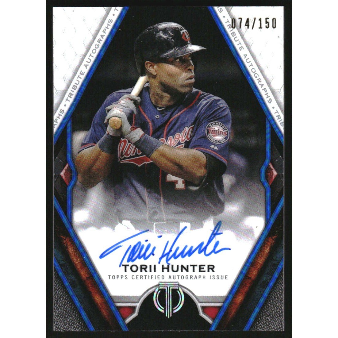 2021 Topps Tribute Autographs Blue #TATH Torii Hunter. rookie card picture