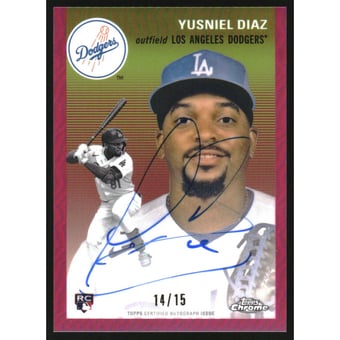 2023 Topps Chrome Platinum Anniversary Autographs Pink Refractors #CPAYD Yusniel Diaz