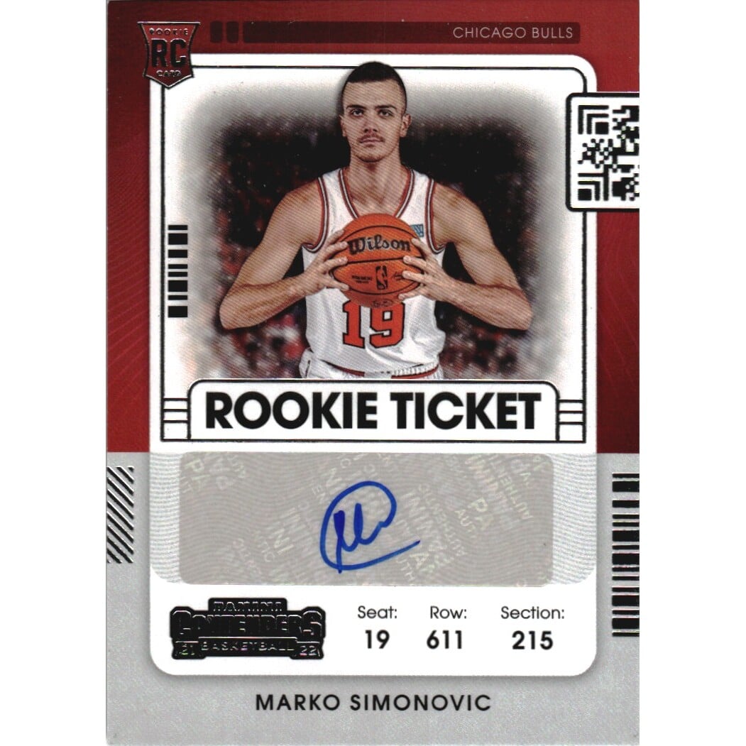 2021-22 Panini Contenders #157 Marko Simonovic AU RC. rookie card picture