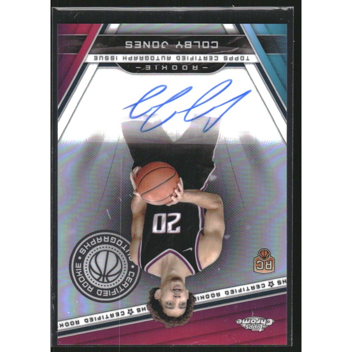 2023-24 Topps Chrome Rookie Autographs Refractors #CRACJ Colby Jones. rookie card picture