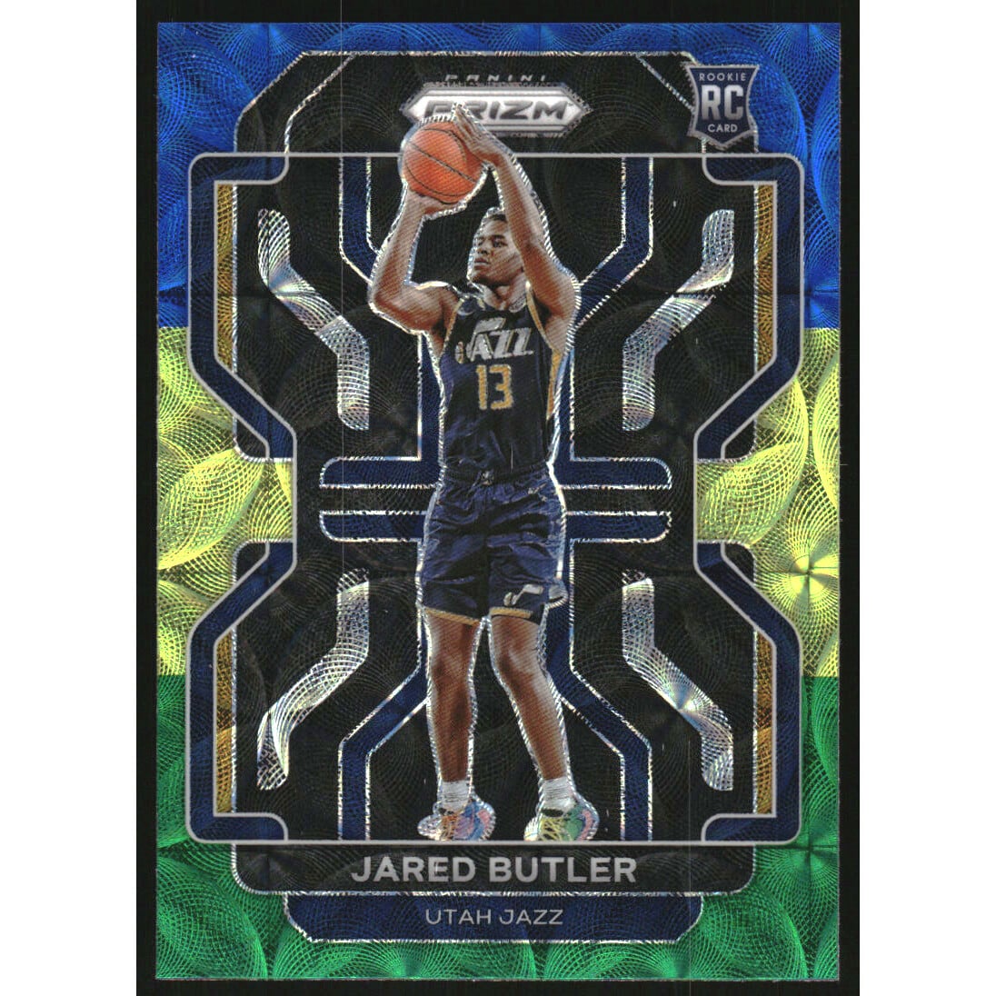 2021-22 Panini Prizm Prizms Choice Blue Yellow and Green #290 Jared Butler. rookie card picture