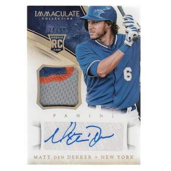 2014 Immaculate Collection Rookie Autographs Materials Prime #124 Matt den Dekker/99