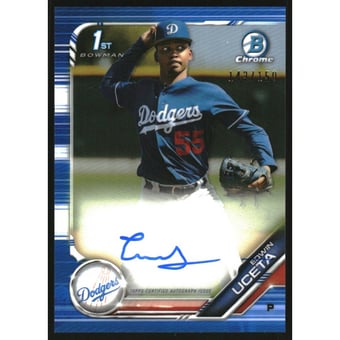 2019 Bowman Chrome Prospect Autographs Blue Refractors #CPAEU Edwin Uceta