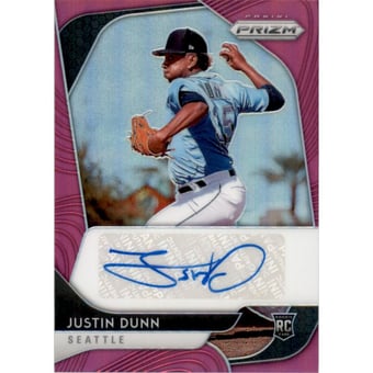 2020 Panini Prizm Rookie Autographs Prizms Pink #37 Justin Dunn/50