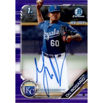 2019 Bowman Chrome Prospect Autographs Purple Refractors #CPAYDR Yefri Del Rosario