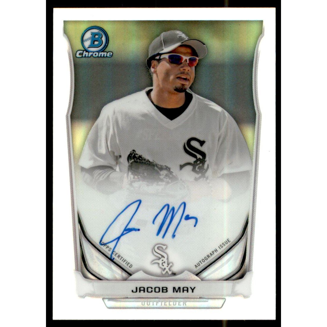 2014 Bowman Chrome Prospect Autographs Refractors #BCAPJM Jacob May. rookie card picture