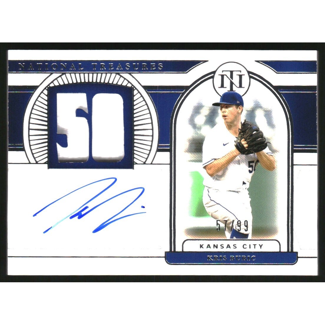 2021 Panini National Treasures Signature Numbers #4 Kris Bubic. rookie card picture