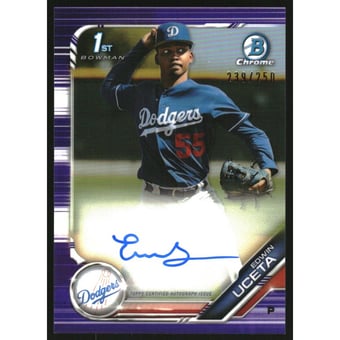 2019 Bowman Chrome Prospect Autographs Purple Refractors #CPAEU Edwin Uceta