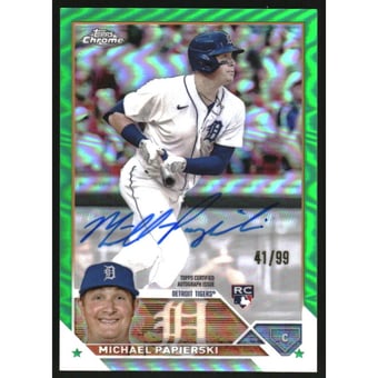 2023 Topps Chrome Rookie Autographs Green Refractors #RAMPA Michael Papierski