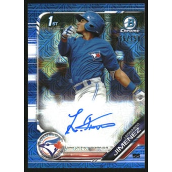 2019 Bowman Chrome Prospect Autographs HTA Choice Refractors #CPALJ Leonardo Jimenez