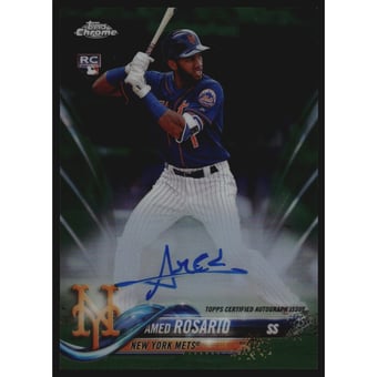 2018 Topps Chrome Rookie Autographs Green Refractors #RAAR Amed Rosario