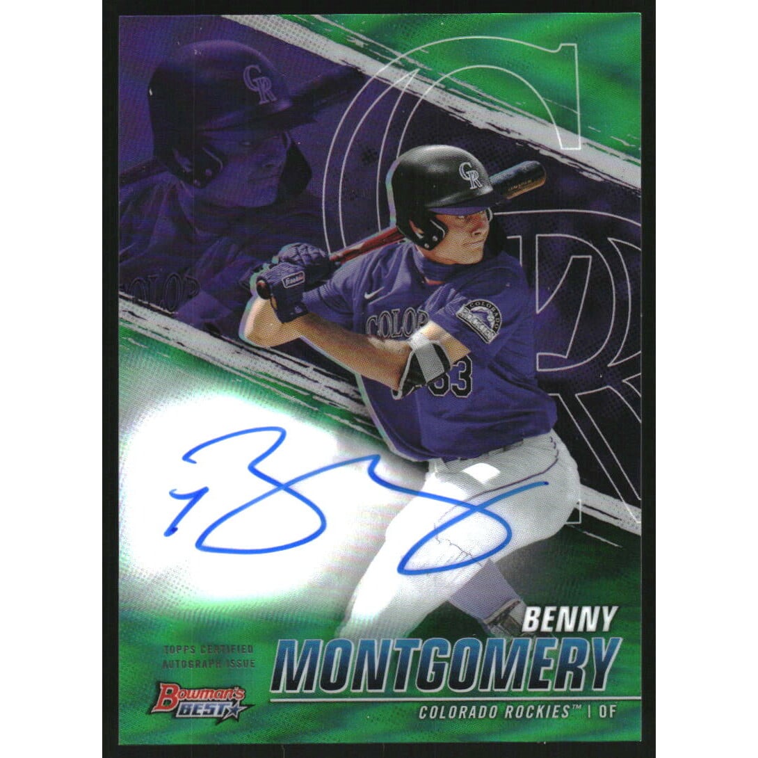 2021 Bowman's Best Best of '21 Autographs Green Refractors #B21BM Benny Montgomery. rookie card picture