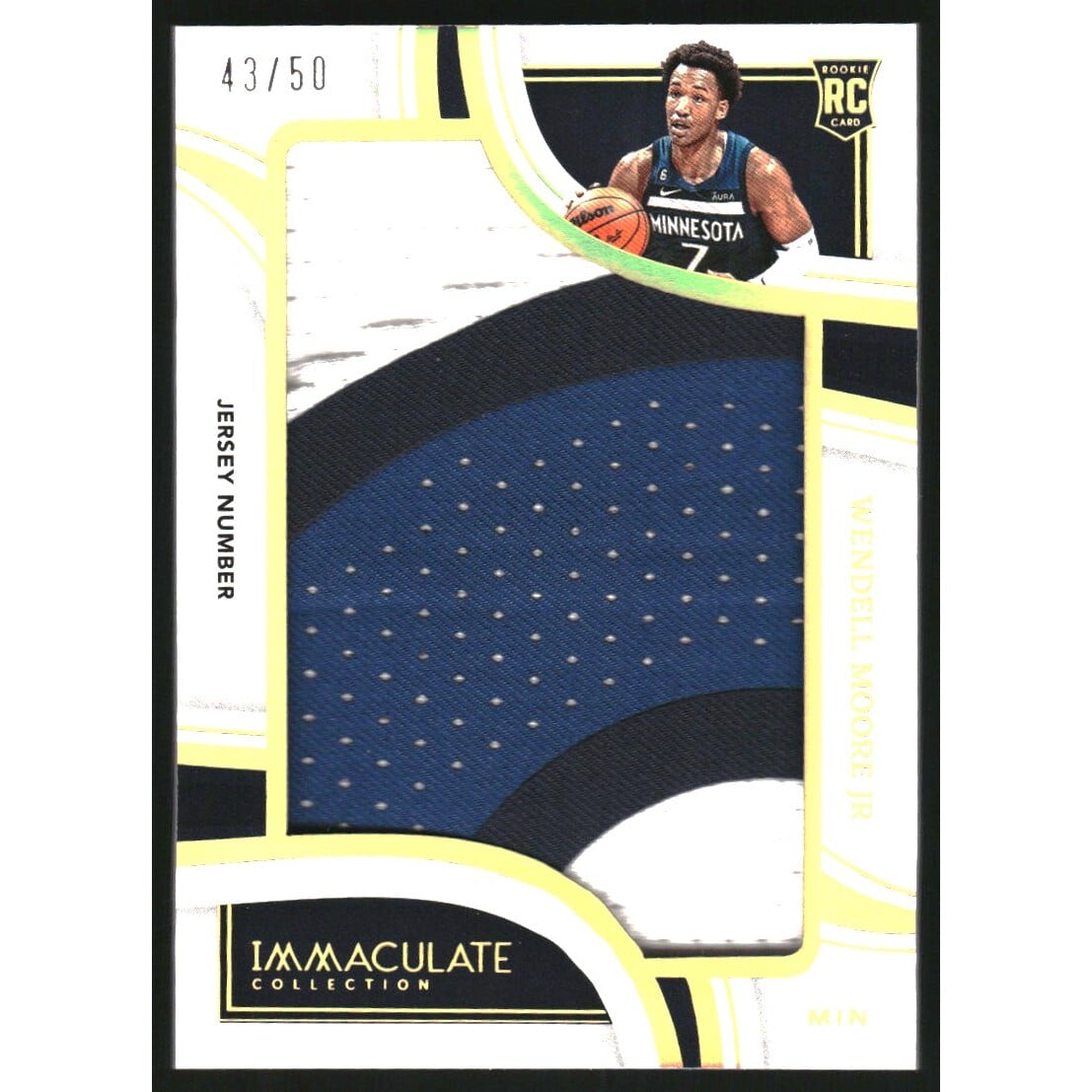 2022-23 Immaculate Collection Jumbo Patches Jersey Number #47 Wendell Moore Jr./50