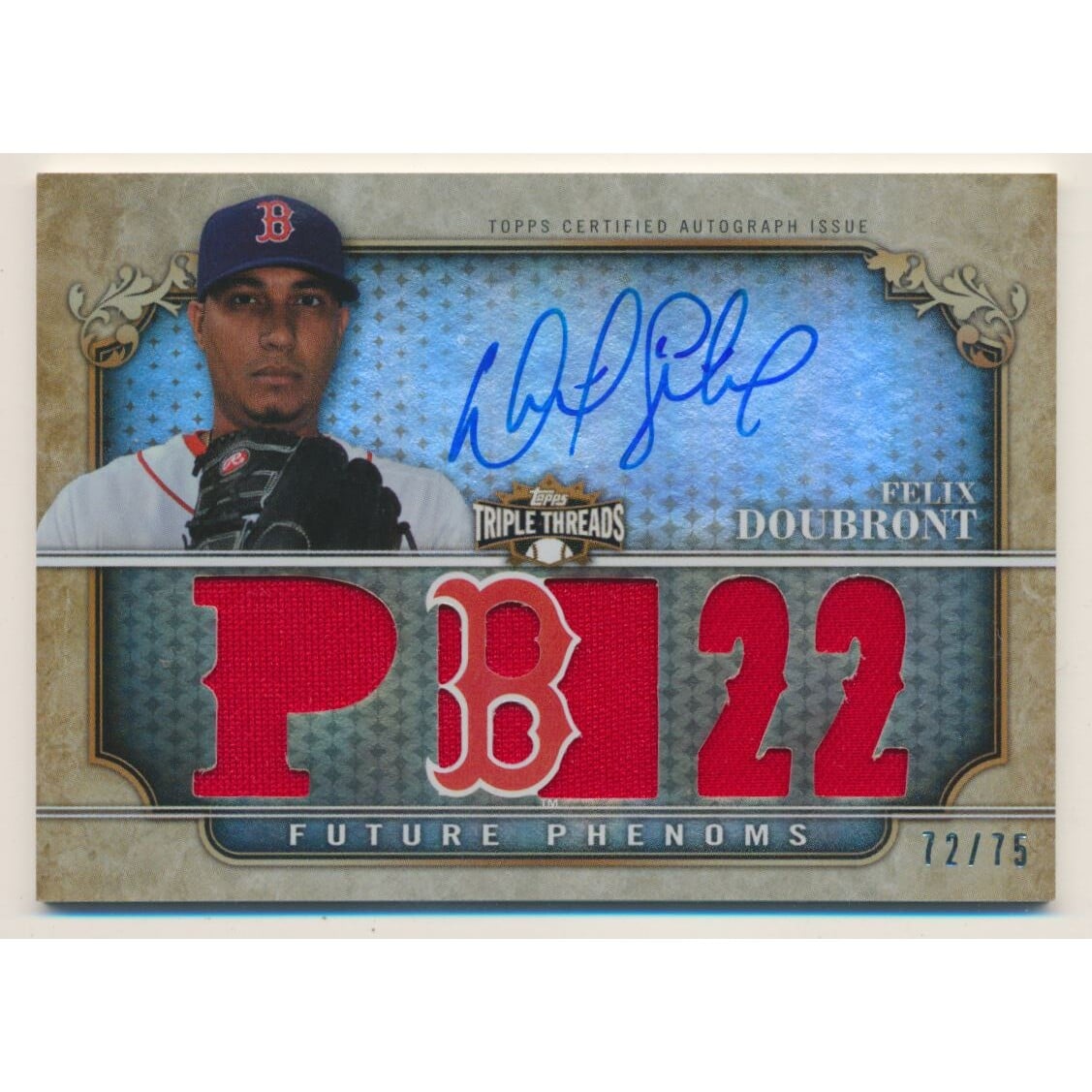 2013 Topps Triple Threads Sepia #125 Felix Doubront JSY AU. rookie card picture