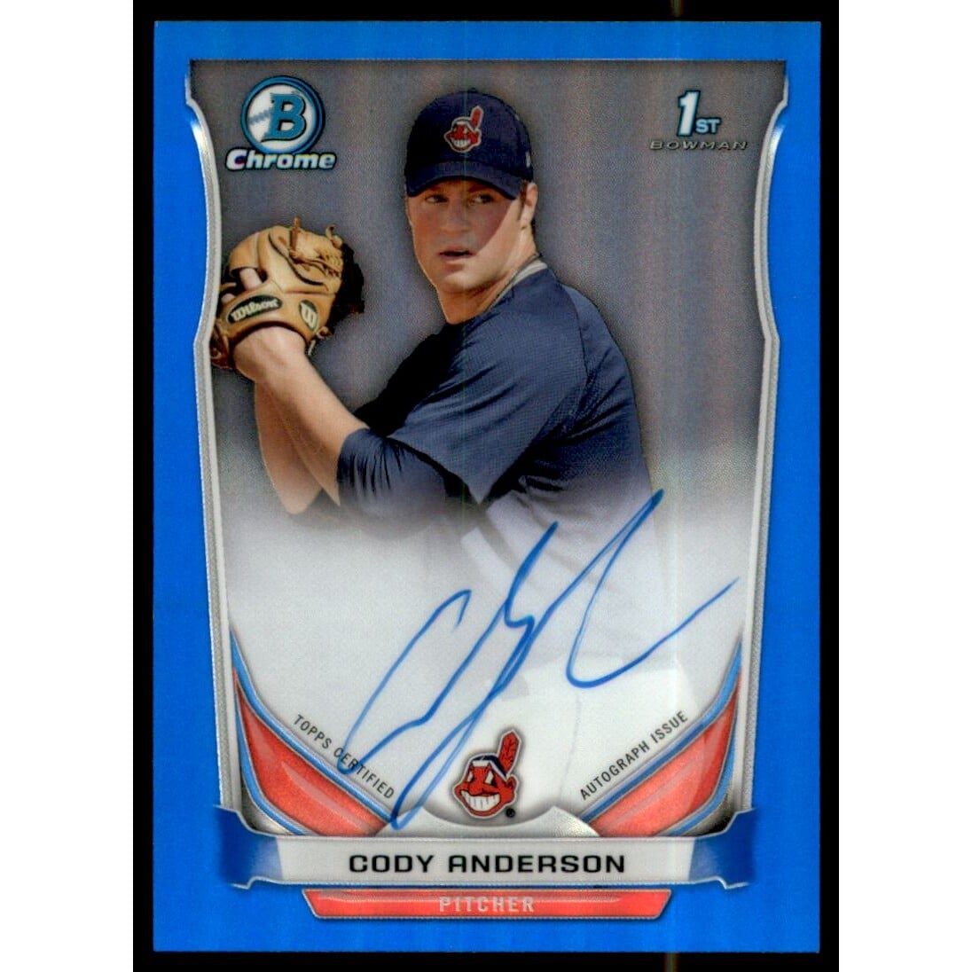 2014 Bowman Chrome Prospect Autographs Blue Refractors #BCAPCA Cody Anderson. rookie card picture