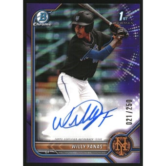 2022 Bowman Chrome Prospect Autographs Purple Refractors #CPAWF Willy Fanas
