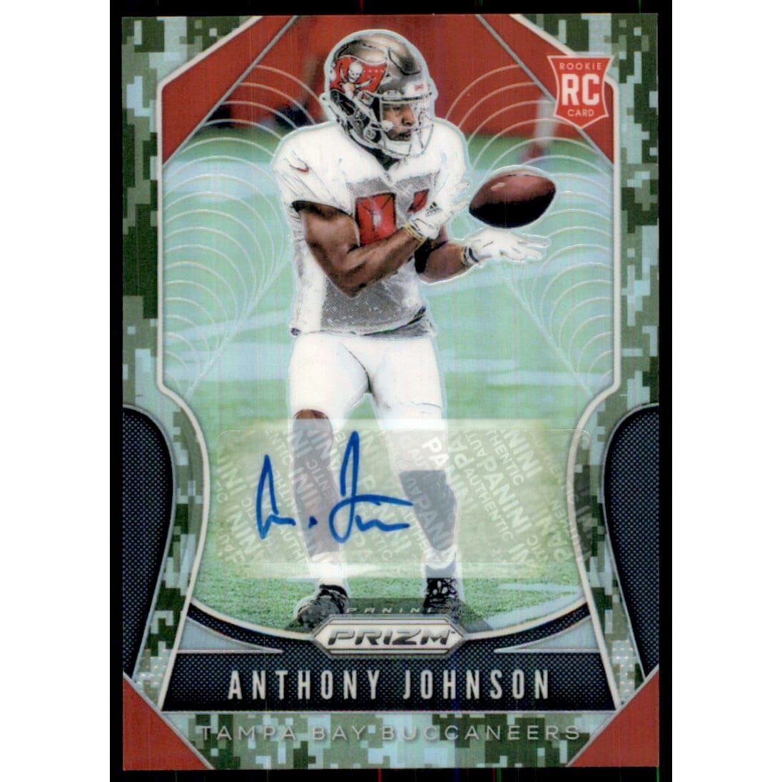 2019 Panini Prizm Rookie Autographs Prizms Camo #370 Anthony Johnson. rookie card picture