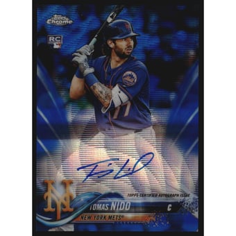 2018 Topps Chrome Rookie Autographs Blue Wave Refractors #RATN Tomas Nido