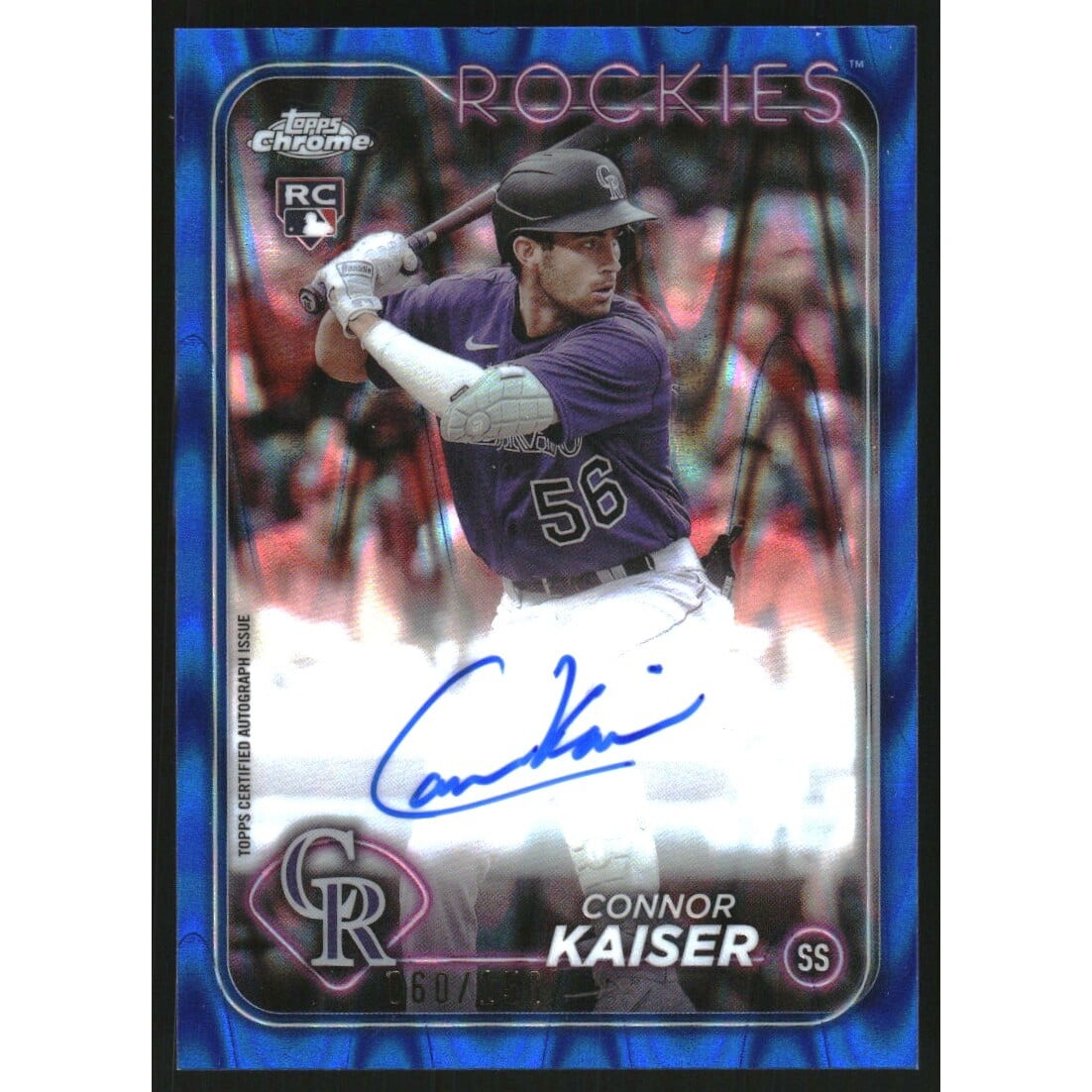 2024 Topps Chrome Rookie Autographs Blue RayWave Refractors #RACK Connor Kaiser. rookie card picture