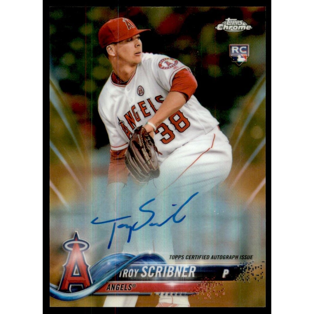2018 Topps Chrome Rookie Autographs Gold Refractors #RATS Troy Scribner