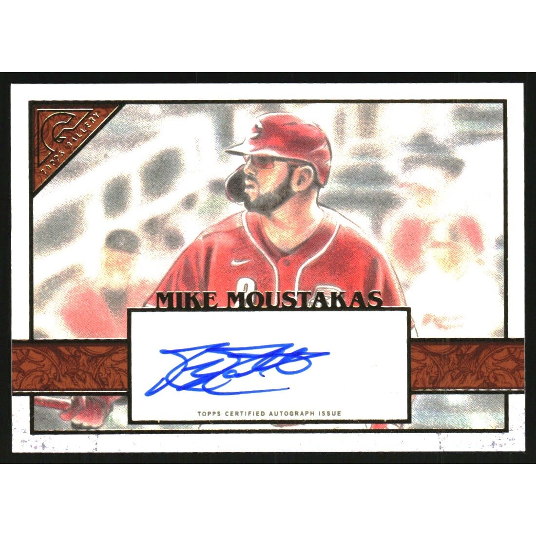 2020 Topps Gallery Autographs Orange #19 Mike Moustakas. rookie card picture