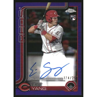 2025 Topps Chrome Rookie Autographs Purple Refractors #RAYANG Eric Yang
