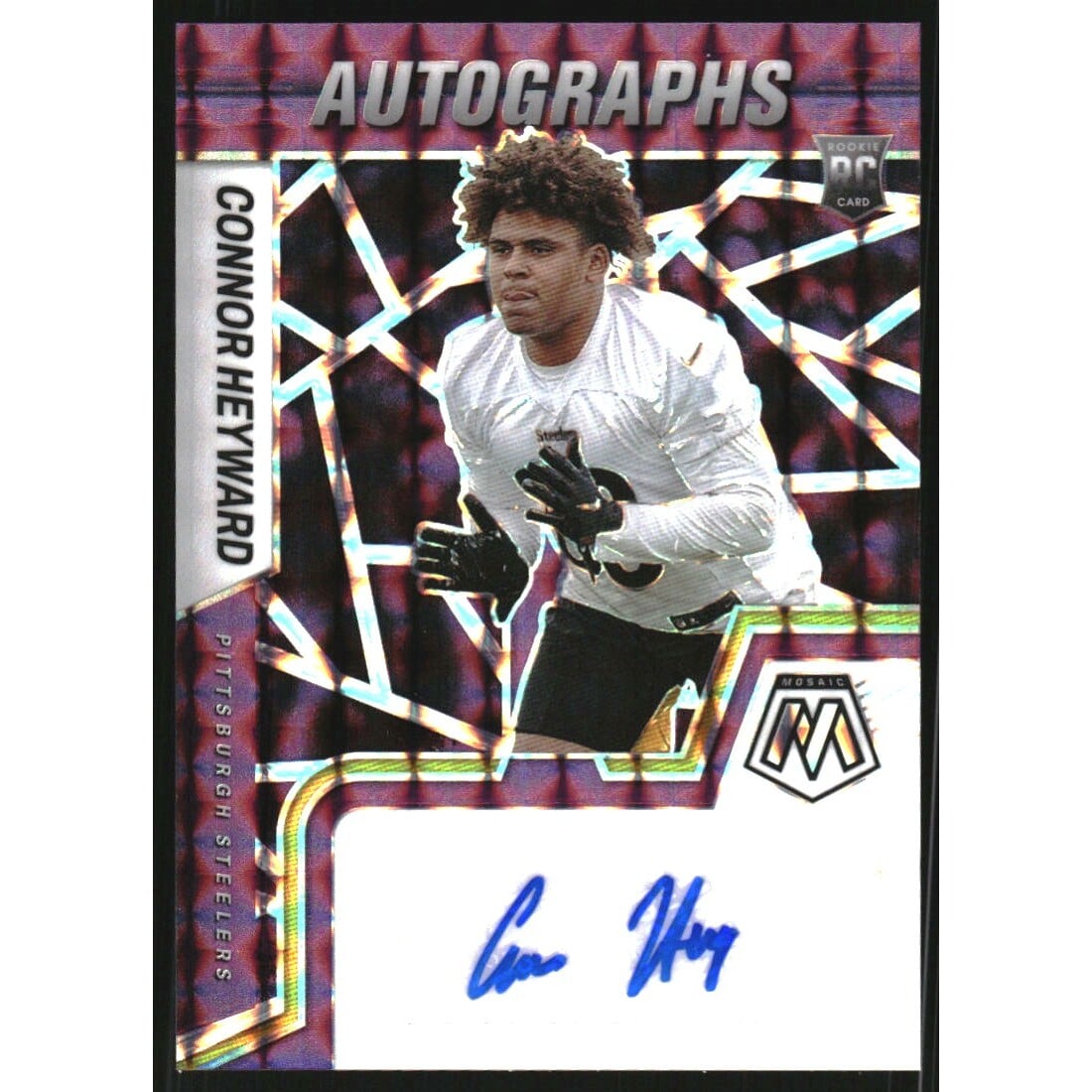 2022 Panini Mosaic Rookie Autographs Mosaic Purple #62 Connor Heyward. rookie card picture