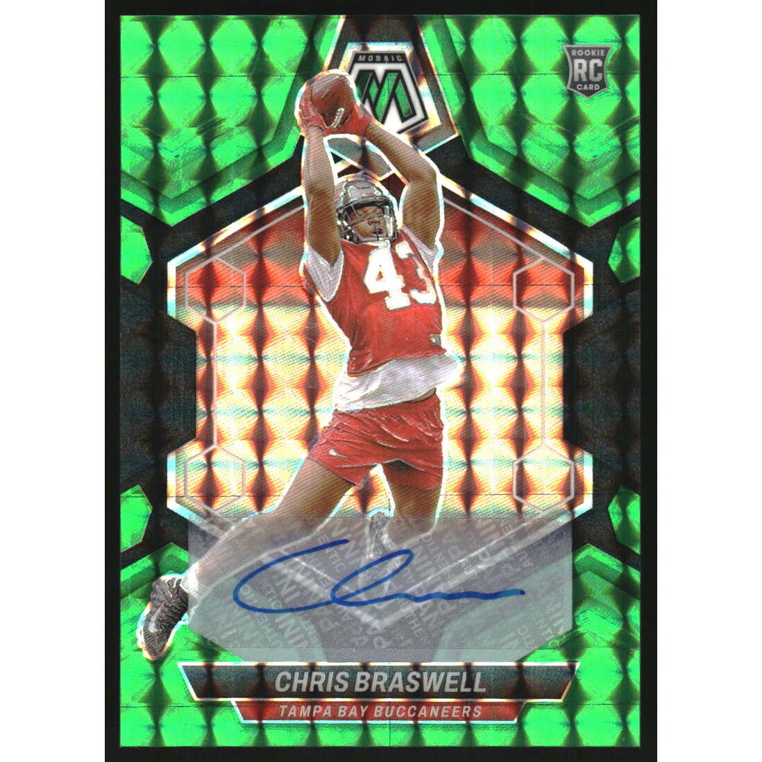 2024 Panini Mosaic Rookie Autographs Mosaic Choice Fusion Green and Black #354 Chris Braswell. rookie card picture