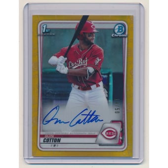 2020 Bowman Chrome Prospect Autographs Gold Refractors #CPAQC Quin Cotton