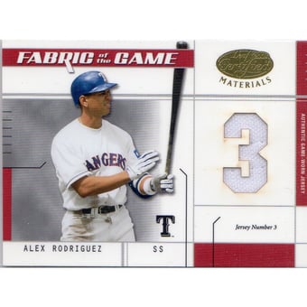 2003 Leaf Certified Materials Fabric of the Game #10JN Alex Rodriguez Rgr JN/3