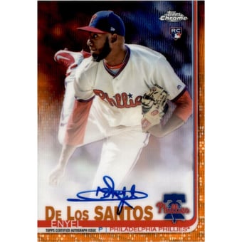 2019 Topps Chrome Rookie Autographs Orange Wave Refractors #RAEDL Enyel De Los Santos