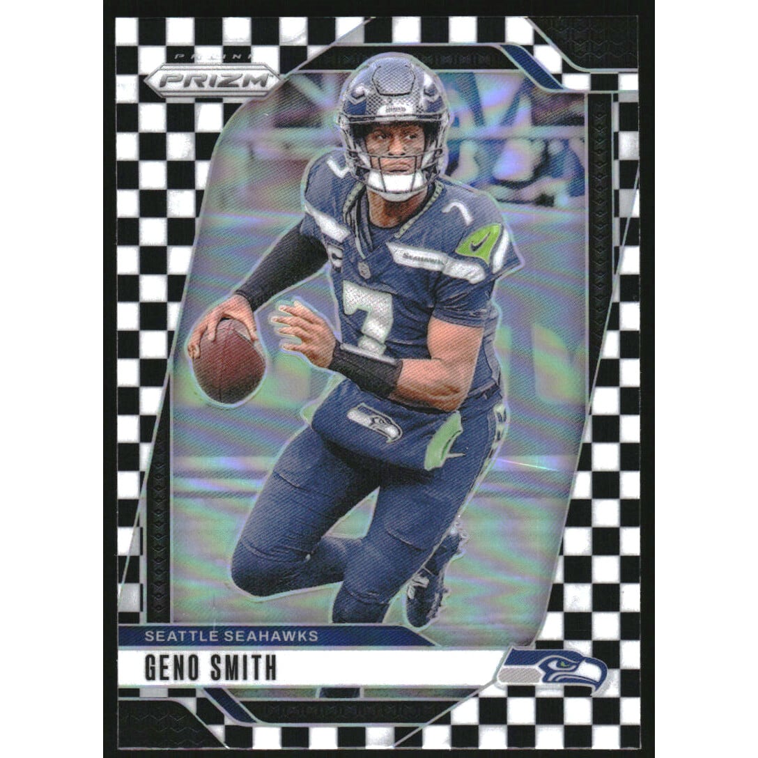 2024 Panini Prizm Prizms Black and White Checker #259 Geno Smith. rookie card picture