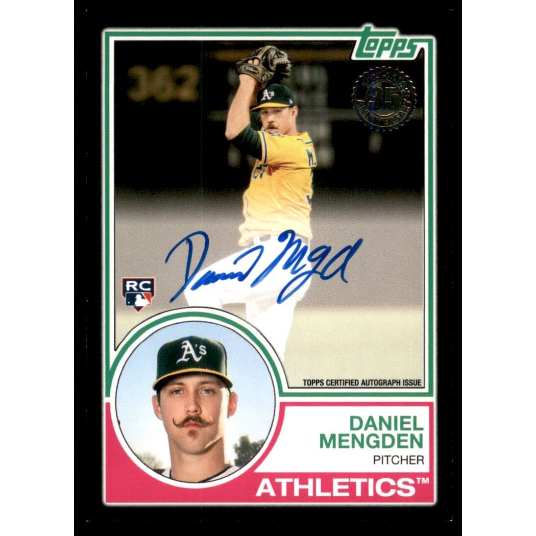 2018 Topps '83 Topps Autographs Black #83ADN Daniel Mengden/99 UPD. rookie card picture