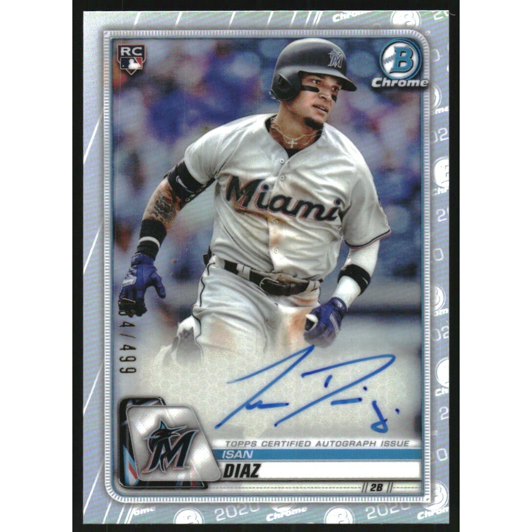 2020 Bowman Chrome Rookie Autographs Refractors #CRAID Isan Diaz. rookie card picture