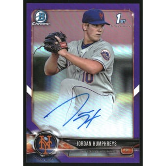 2018 Bowman Chrome Prospect Autographs Purple Refractors #CPAJH Jordan Humphreys