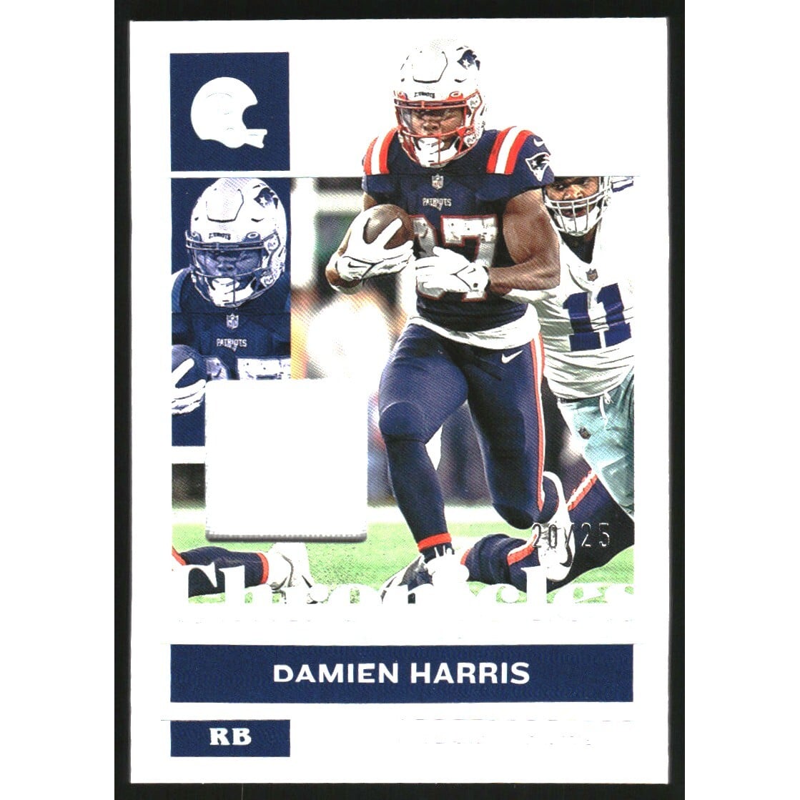 2021 Panini Chronicles Jerseys Prime #81 Damien Harris. rookie card picture