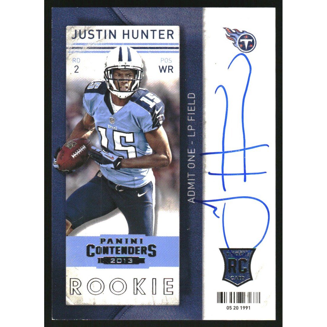 2013 Panini Contenders #216B Justin Hunter AU SP. rookie card picture