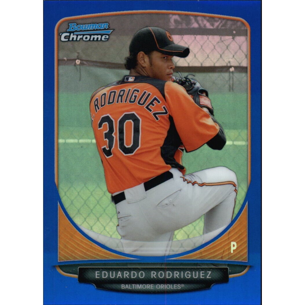 2013 Bowman Chrome Prospects Blue Refractors #BCP207 Eduardo Rodriguez. rookie card picture