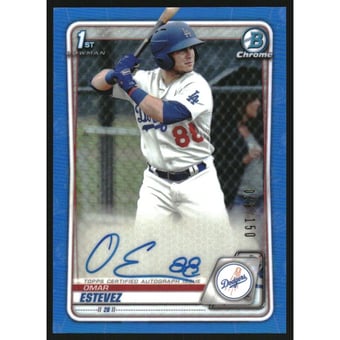 2020 Bowman Chrome Prospect Autographs Blue Refractors #CPAOE Omar Estevez