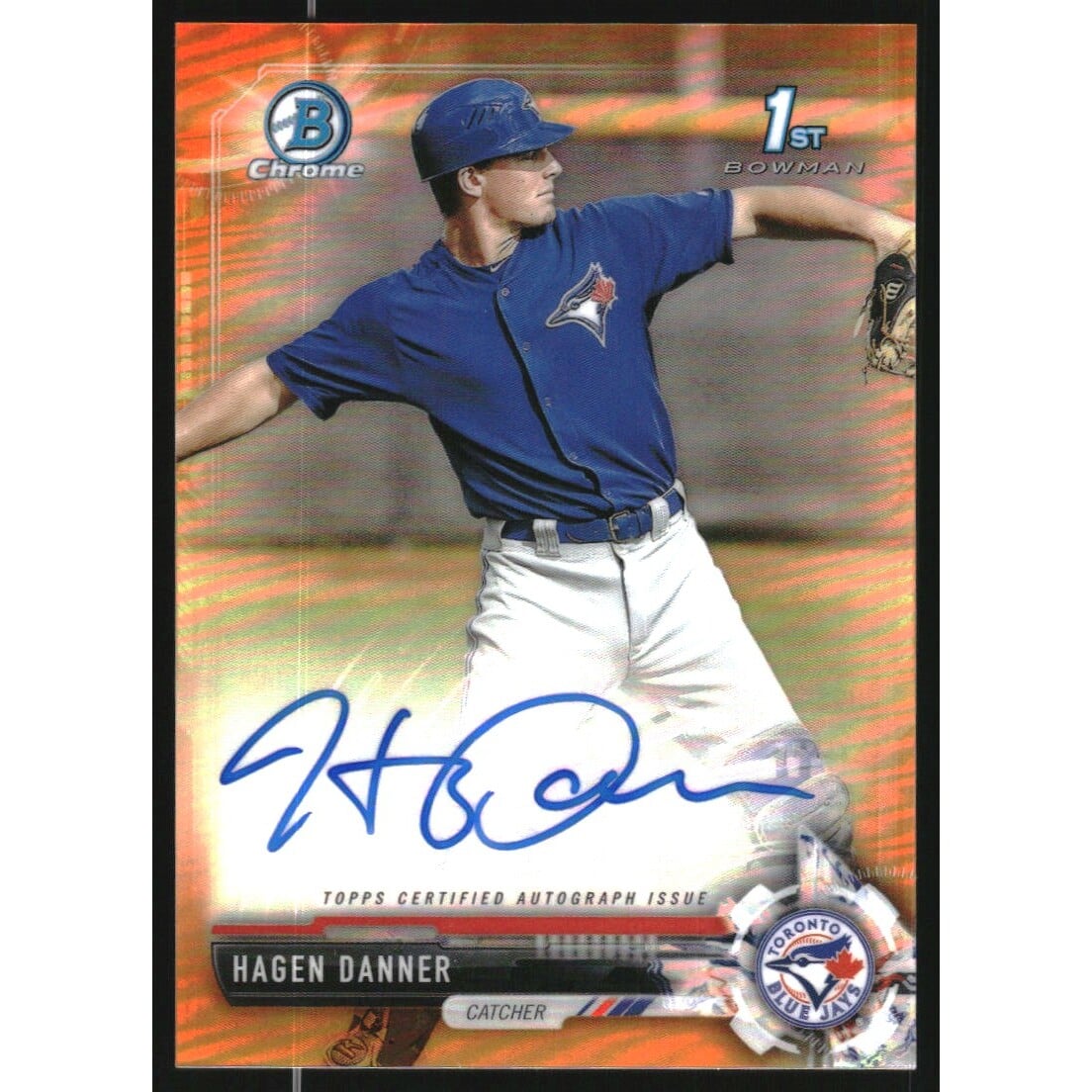 2017 Bowman Chrome Draft Autographs Orange Refractors #CDAHD Hagen Danner. rookie card picture
