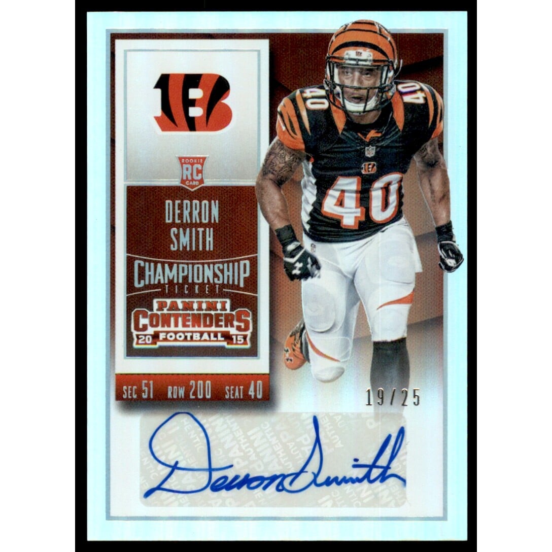 2015 Panini Contenders Championship Ticket #172B Derron Smith AU/25. rookie card picture