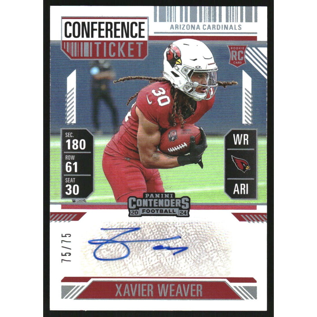 2024 Panini Contenders Conference Ticket #158 Xavier Weaver AU. rookie card picture