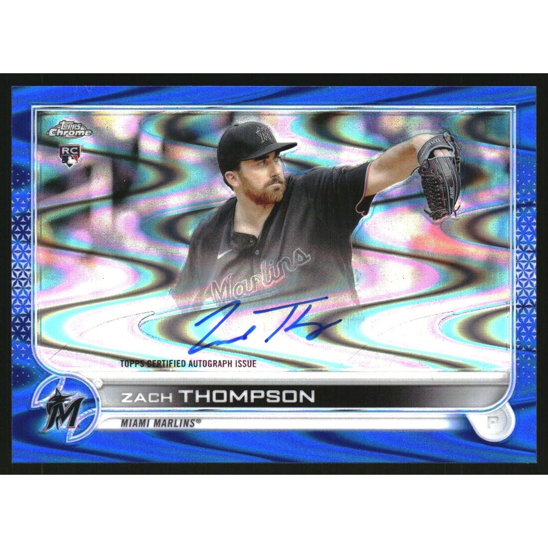2022 Topps Chrome Rookie Autographs Blue RayWave Refractors #RAZT Zach Thompson. rookie card picture