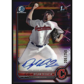 2022 Bowman Chrome Draft Autographs Purple Refractors #CDADDA Dylan DeLucia