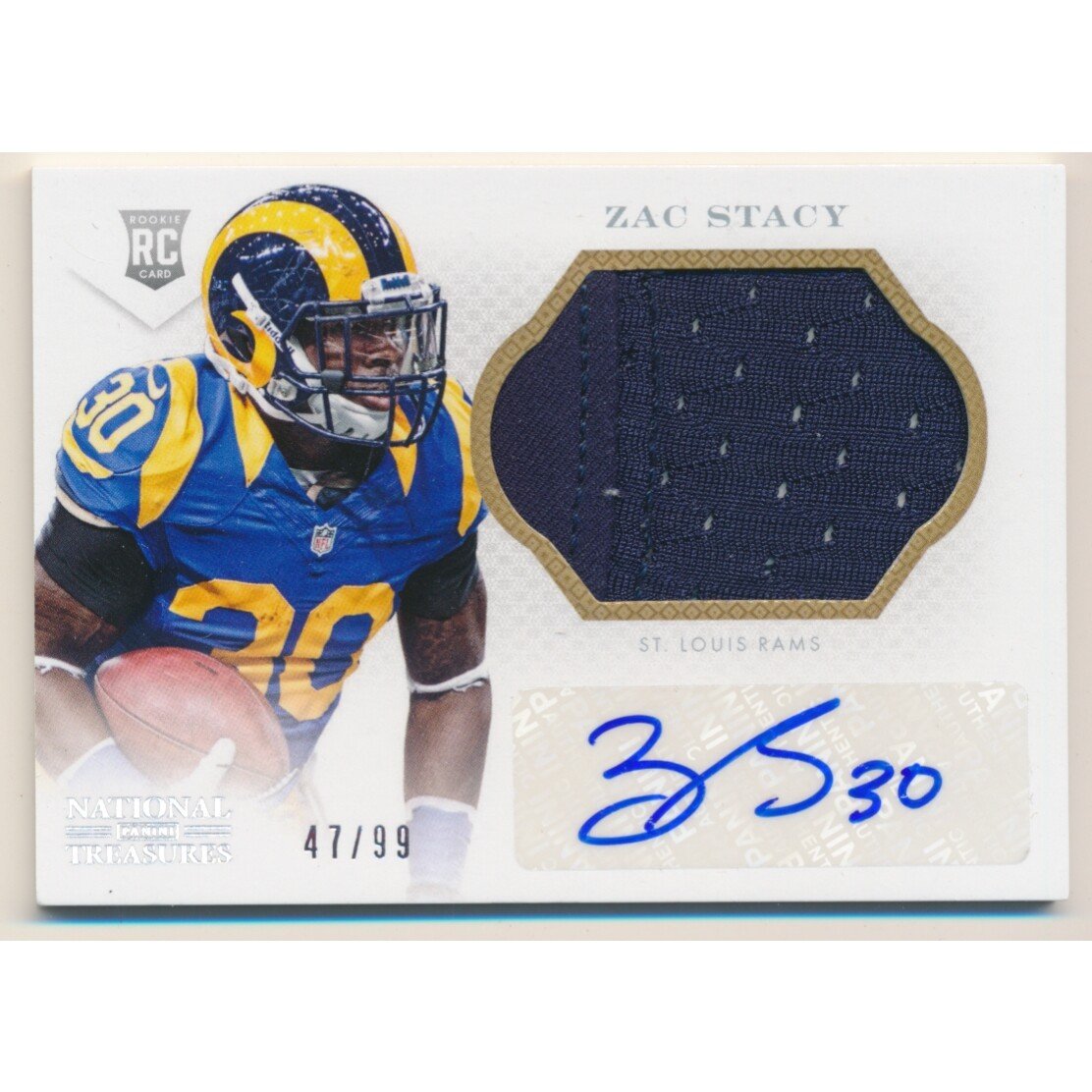 2013 Panini National Treasures Rookie Signature Materials Silver #271 Zac Stacy/99. rookie card picture