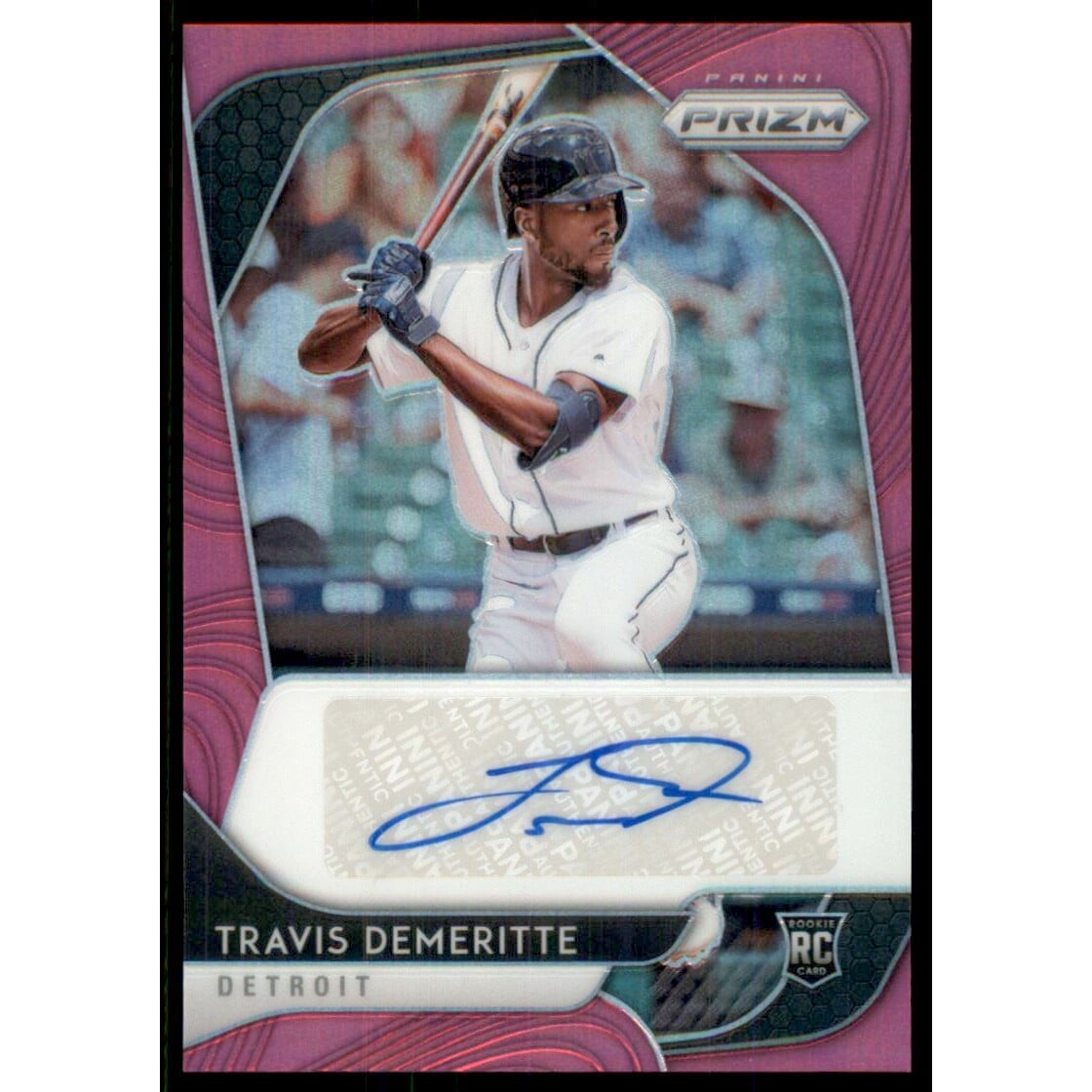 2020 Panini Prizm Rookie Autographs Prizms Pink #22 Travis Demeritte/50. rookie card picture