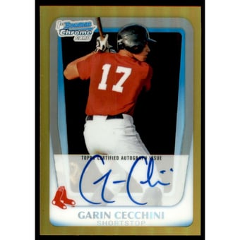 2011 Bowman Chrome Prospect Autographs Gold Refractors #BCP107 Garin Cecchini