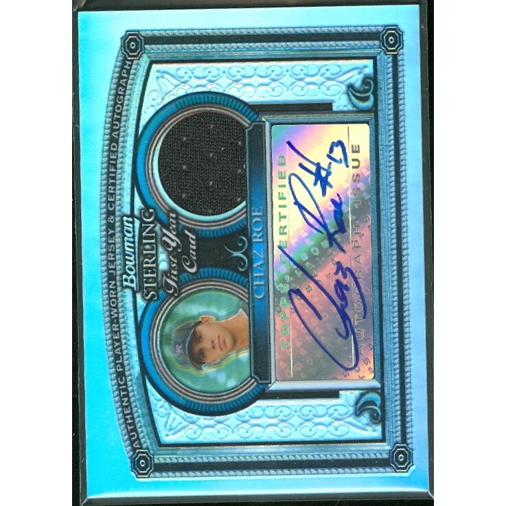 2005 Bowman Sterling Refractors #CRO Chaz Roe AU Jsy. rookie card picture