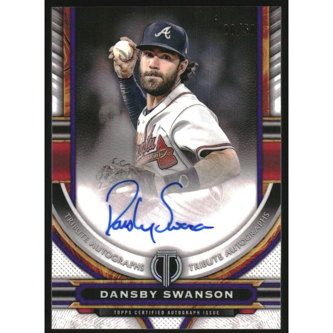 2023 Topps Tribute Autographs Purple #TADSW Dansby Swanson. rookie card picture